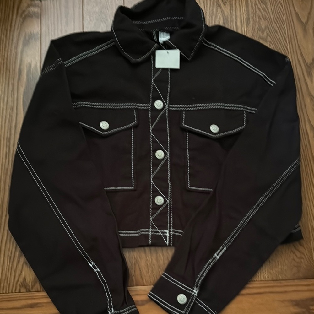 H&M Divided Black Denim Crop Jacket